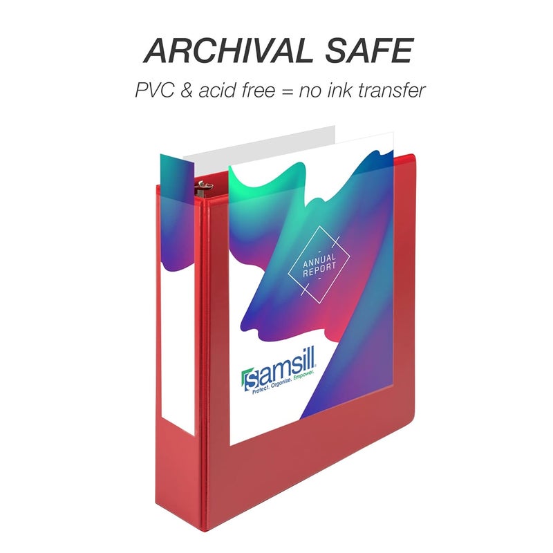 Samsill Durable 3 inch 3 Ring Binder, Made in USA, D Ring Binder, FSC 100% Recycled Chipboard, Red - Image 5